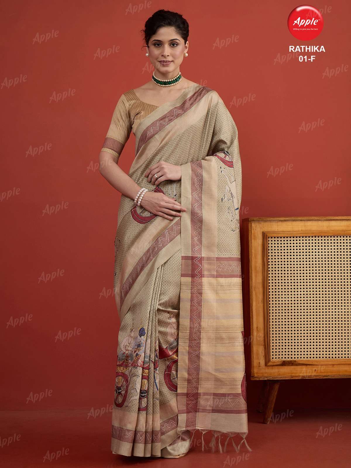 APPLE RATHIKA 1 ART SILK FABRIC WITH HERITAGE ART WORK ON SAREE WHOLESALE IN SURAT 